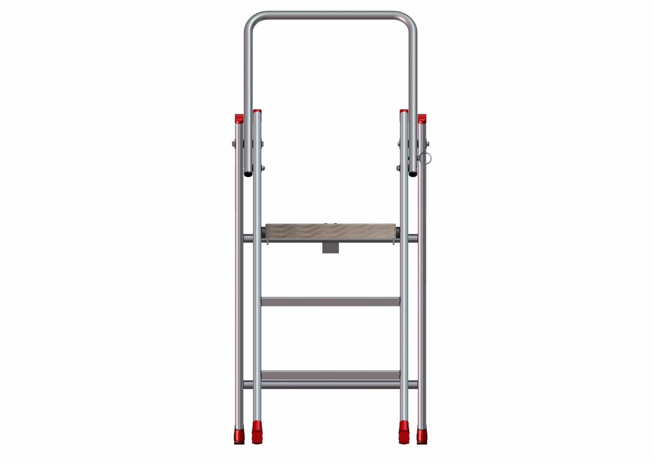 Vues 3D de face du marchepied pliable MPSA 3 marches