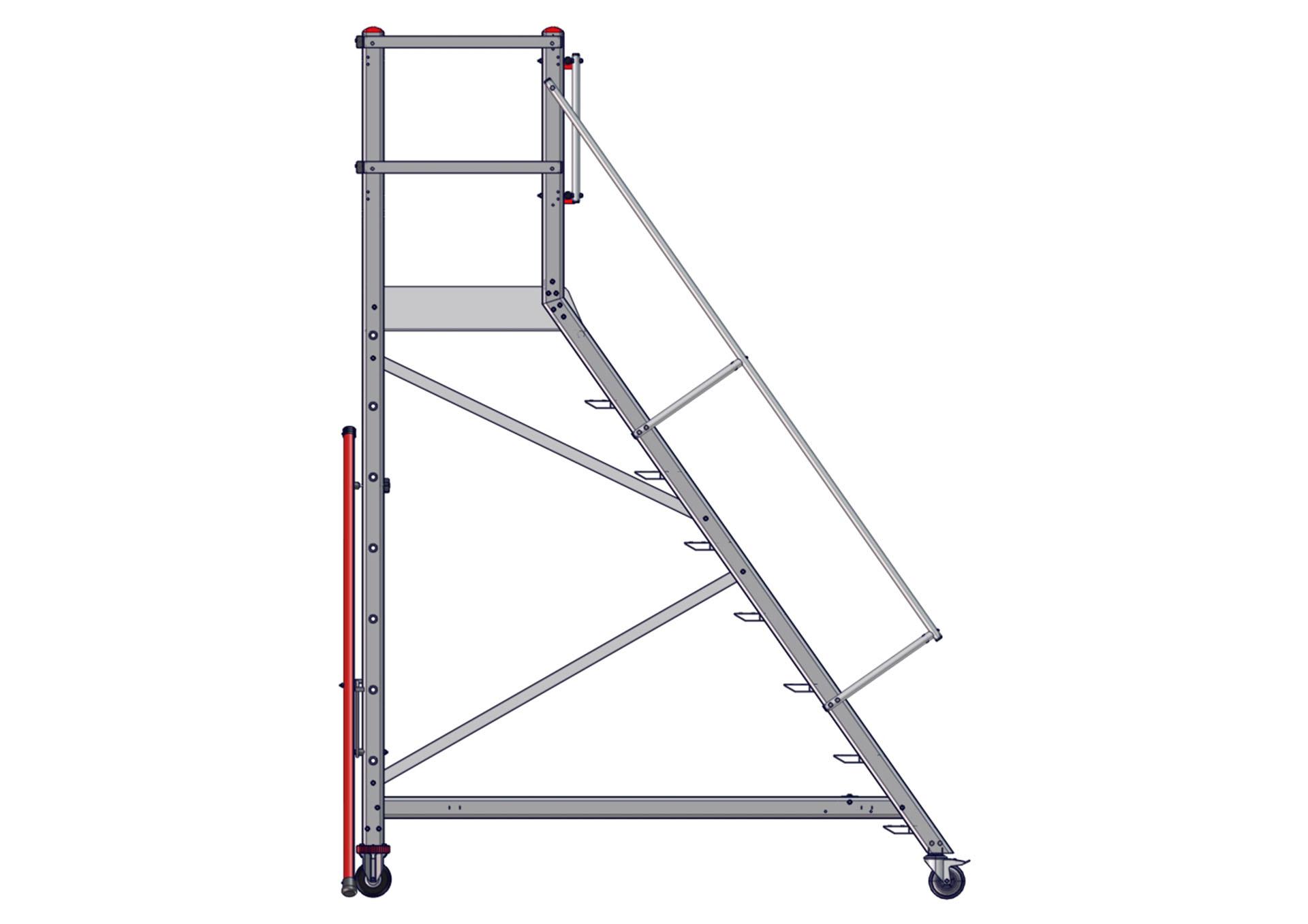 F051050008_EMG_55_8marches_COTE150121 Vue côté de l'escabeau EMG55 8 marches