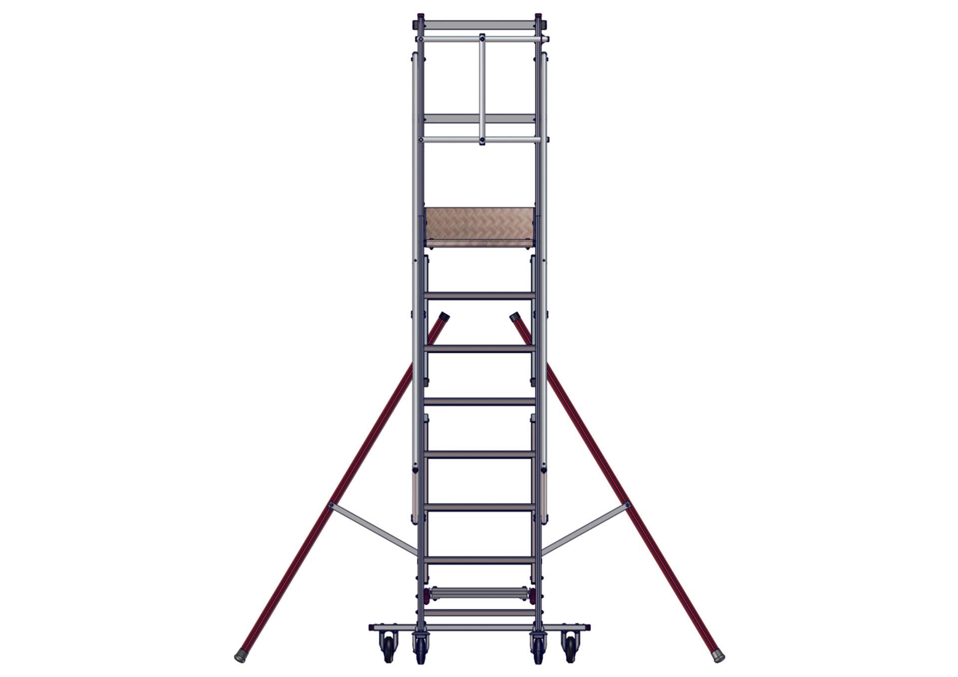 F051050008_EMG_55_8marches_FACE150121 Vue face de l'escabeau EMG55 8 marches