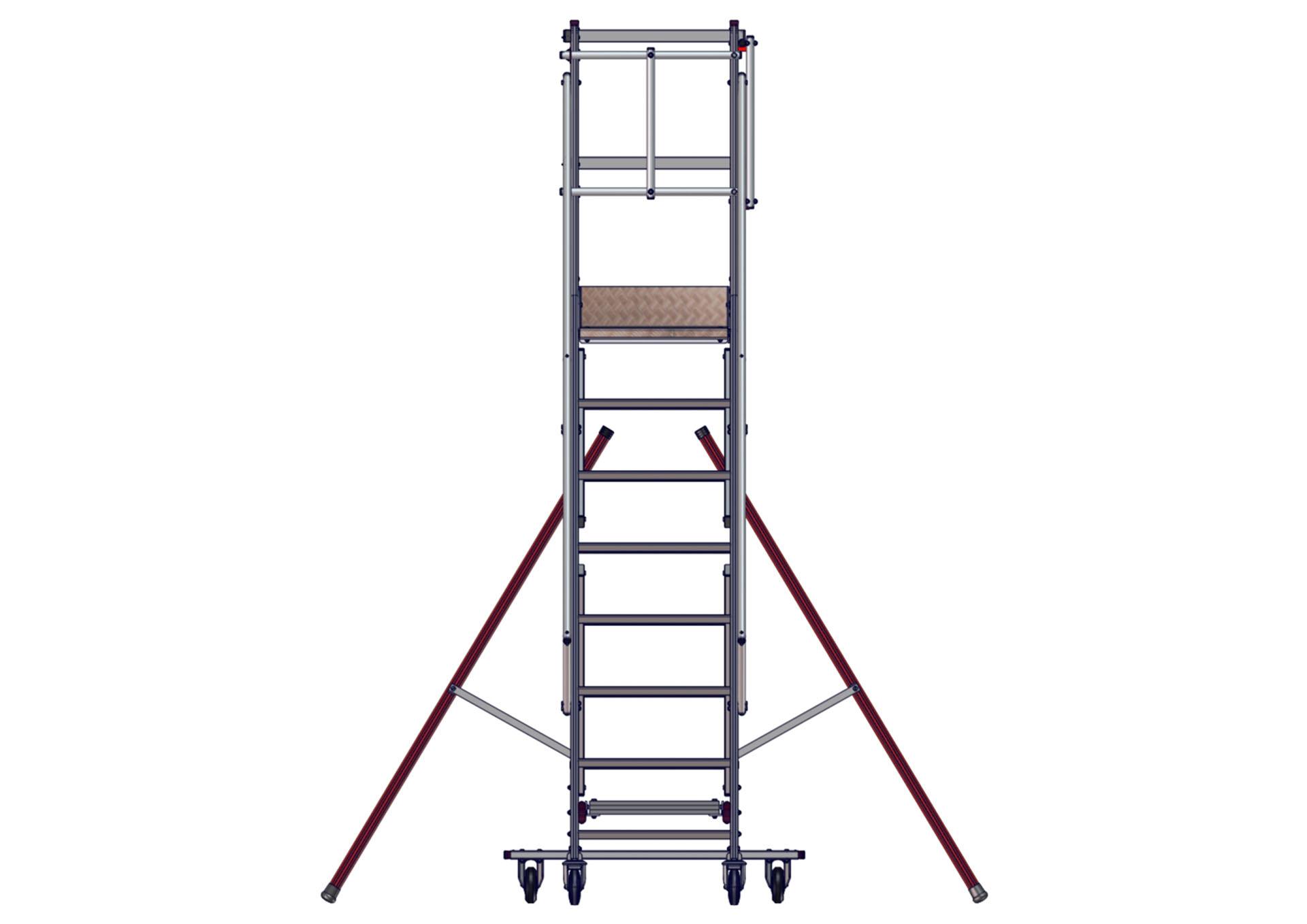 F051060008_EMG_55_8marches_SORTIE_DROITE_FACE150121 Vue face de l'escabeau EMG55 8 marches sortie droite