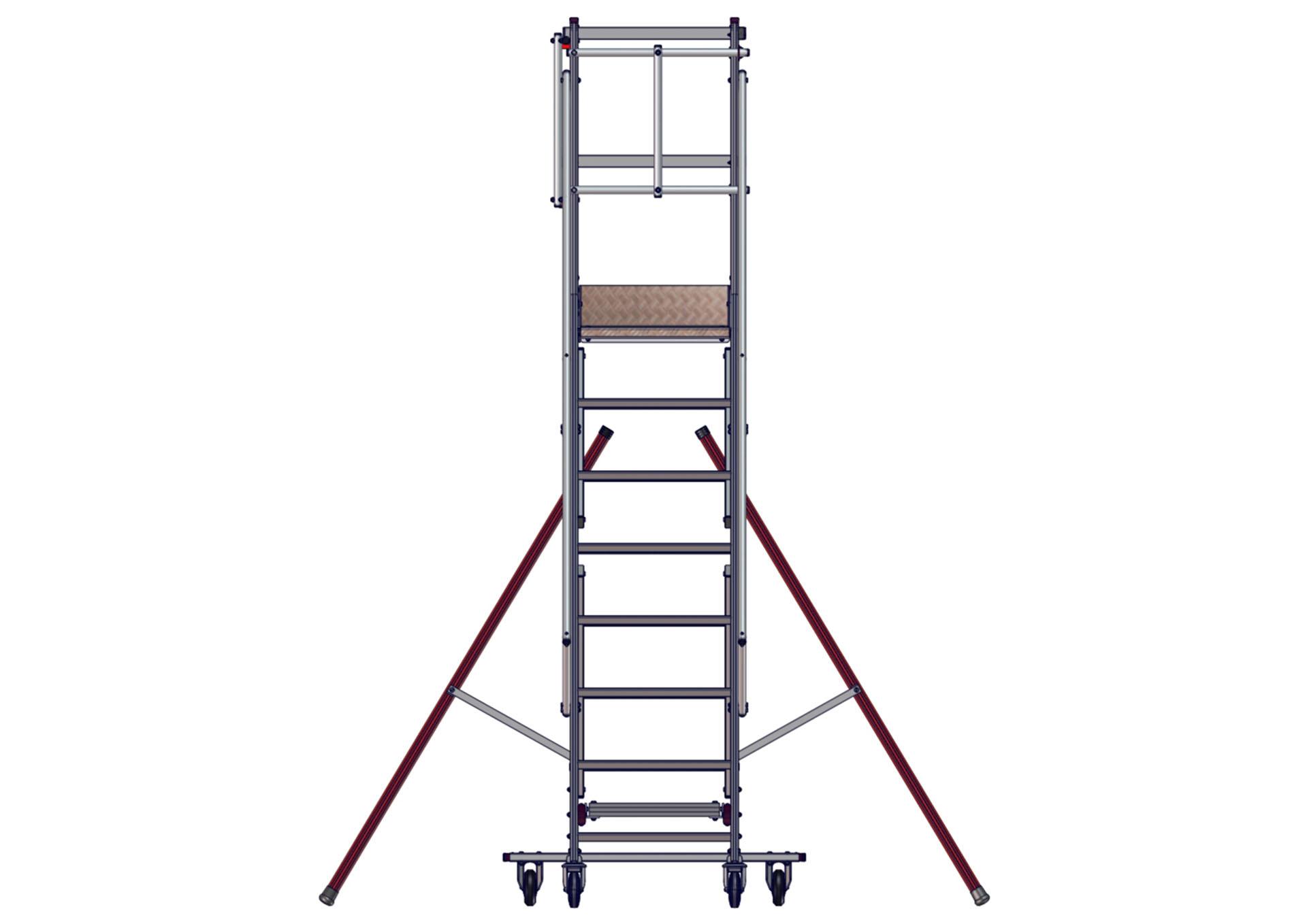 Vue face de l'escabeau EMG55 8 marches sortie gauche