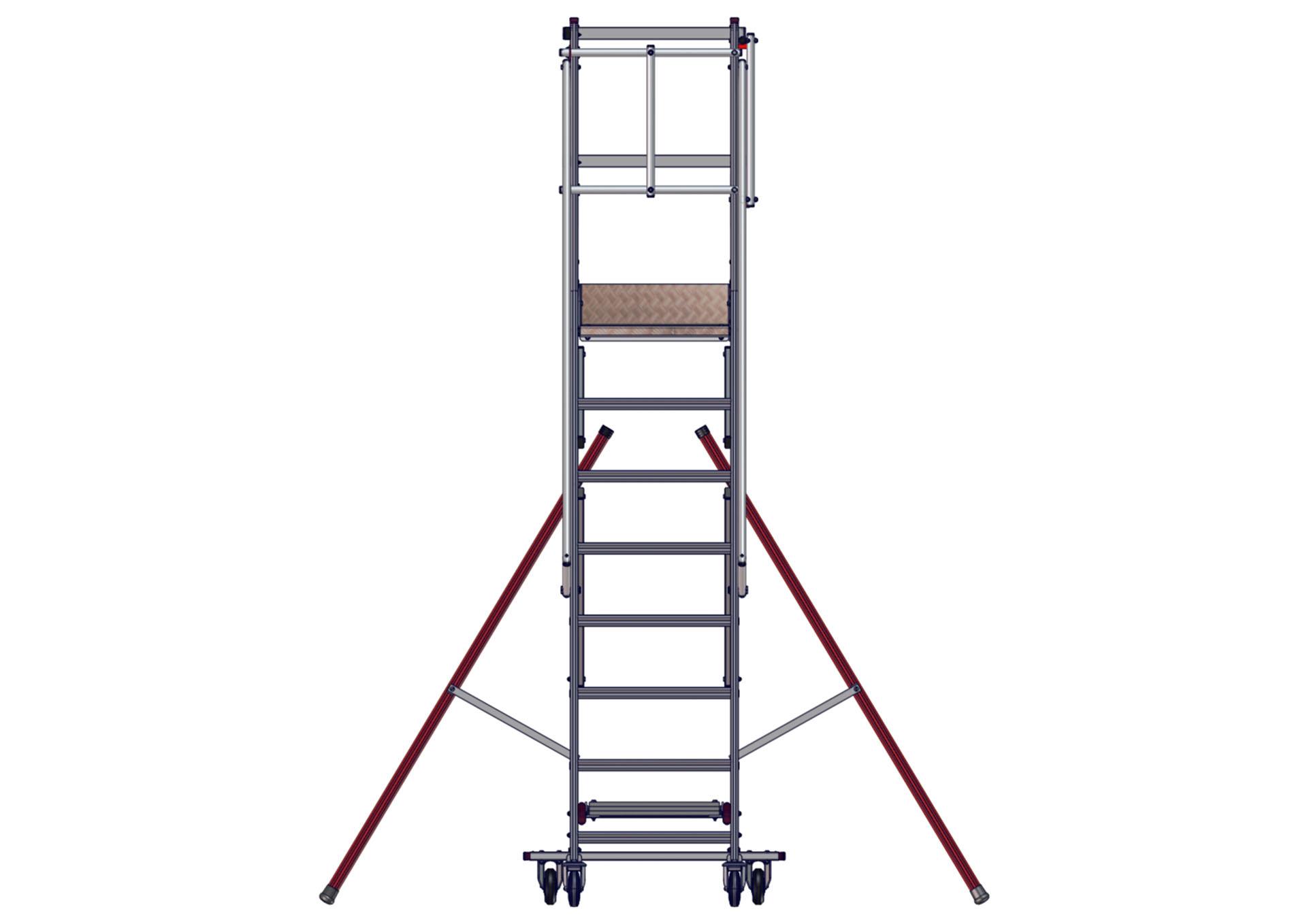 F052060008_EMG_68_8marches_SORTIE_DROITE_FACE150121 Vue face de l'escabeau EMG68 sortie droite 8 marches