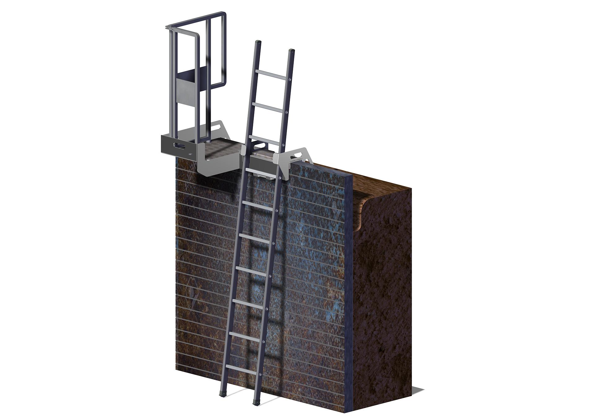 F091110010_acces_fond_de_fosse_vue_situation Vue 3D de l'accès fond de fosse en situation