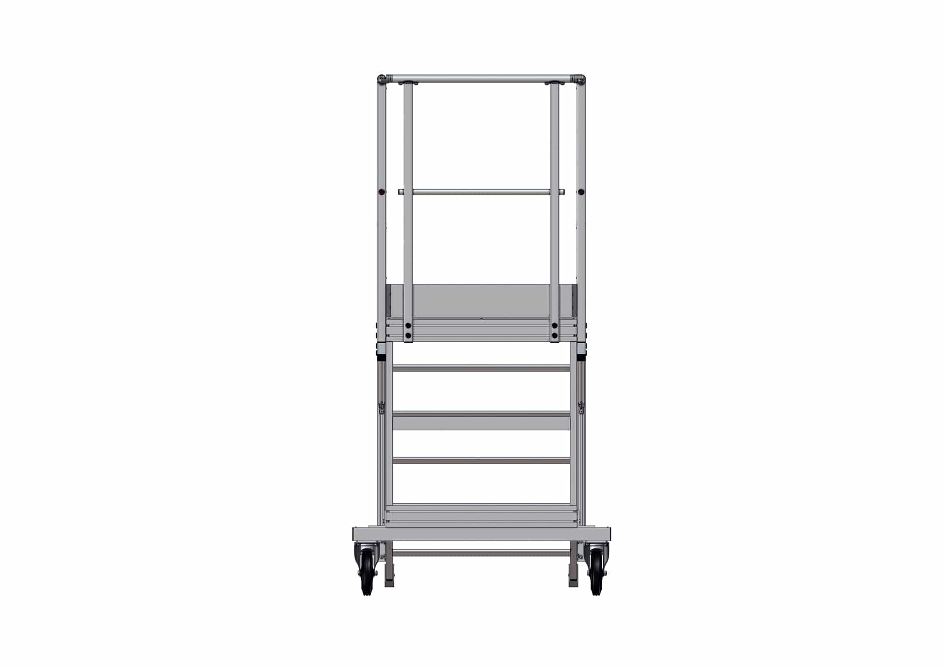 F801140014_ACCES_BENNES_FACE Vues 3D face de l'accès bennes à déchets 6 marches long. 3 mètres