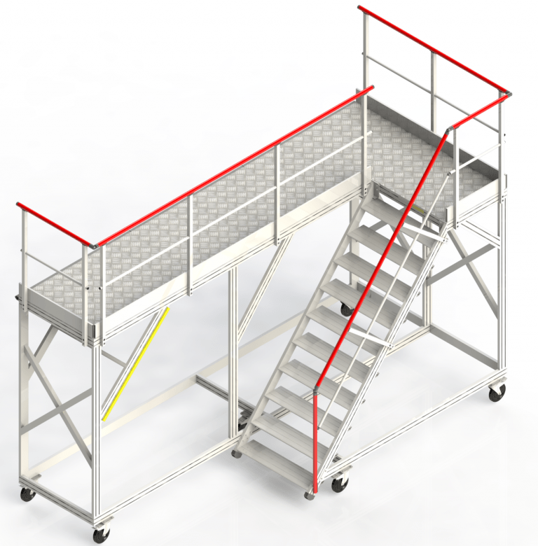 Escabeau mobile pour accès en toiture de bus électrique sur ligne de production (F891500634 – Escabeau mobile pour accès en toiture de bus électrique sur ligne de finition) | Fortal