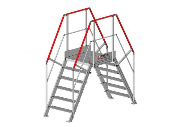 Escalier double accès égal inclinaison 60° (F813601250-080-080_ESCALIER_DOUBLE_EGAL_60deg_larg800_AVANT) | Produits standards > Escaliers