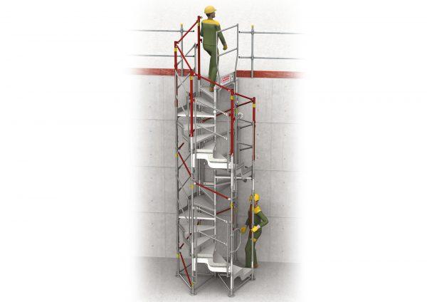 Vue 3D de l'escalier de chantier Hexagonal