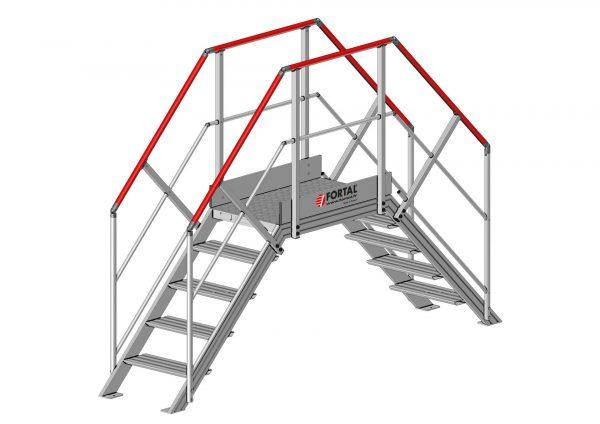 Escalier double accès égal inclinaison 45° (F813451000-060-100_ESCALIER_DOUBLE_EGAL_45deg_larg600_ARRIERE) | Produits standards > Escaliers