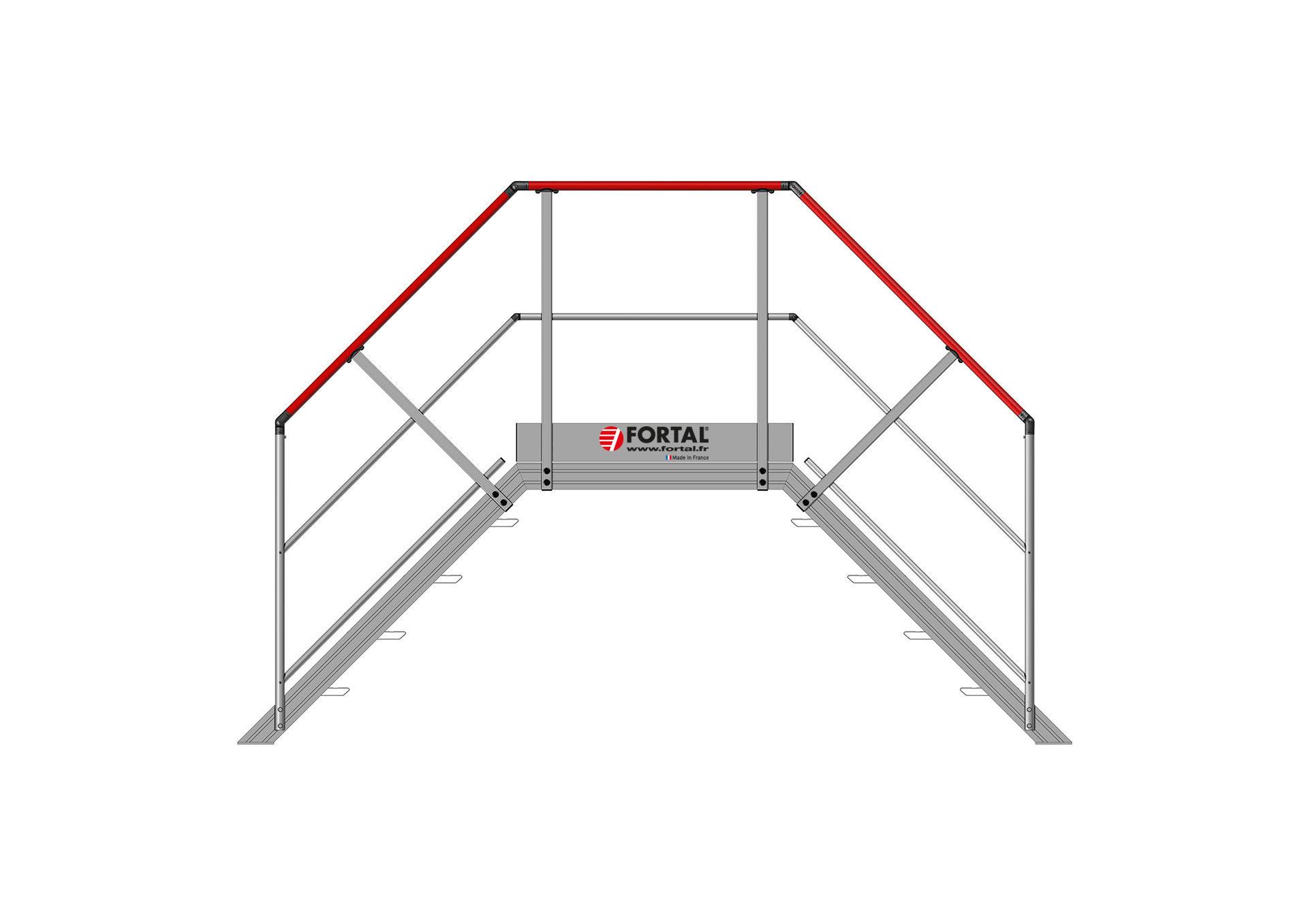 F813451000-060-100_ESCALIER_DOUBLE_EGAL_45deg_larg600_COTE Escalier double accès égal inclinaison 45° (F813451000-060-100_ESCALIER_DOUBLE_EGAL_45deg_larg600_COTE) | Produits standards > Escaliers
