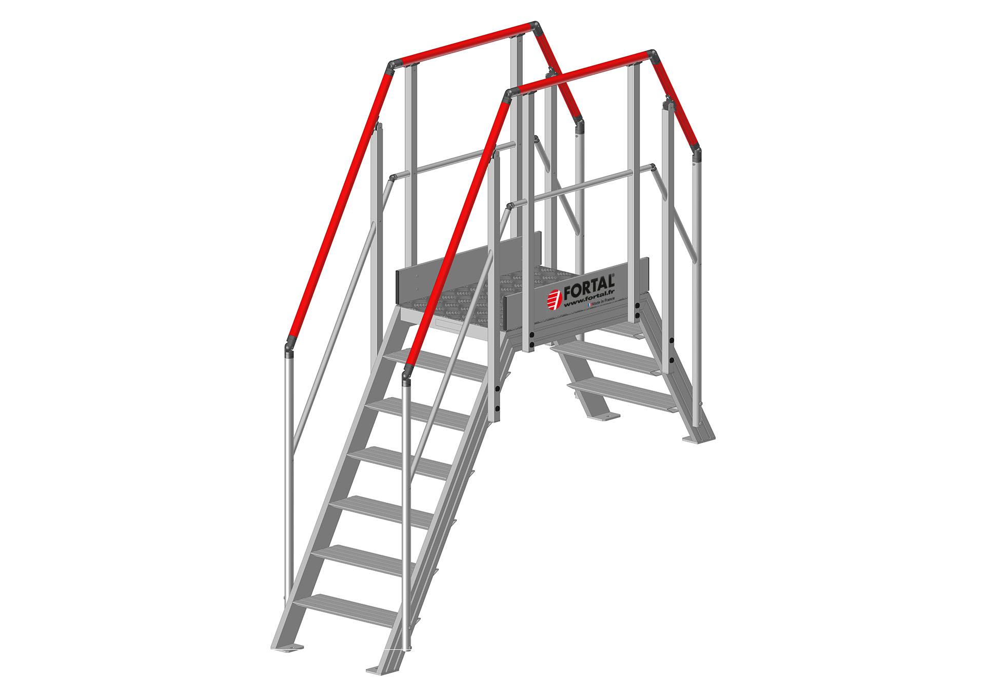 F814100175_060_060_ESCALIER_DOUBLE_INEGAL_60deg_4et7marches_larg600_ARRIERE Escalier double accès égal et inégal inclinaison 60° (F814100175_060_060_ESCALIER_DOUBLE_INEGAL_60deg_4et7marches_larg600_ARRIERE) | Produits standards > Escaliers