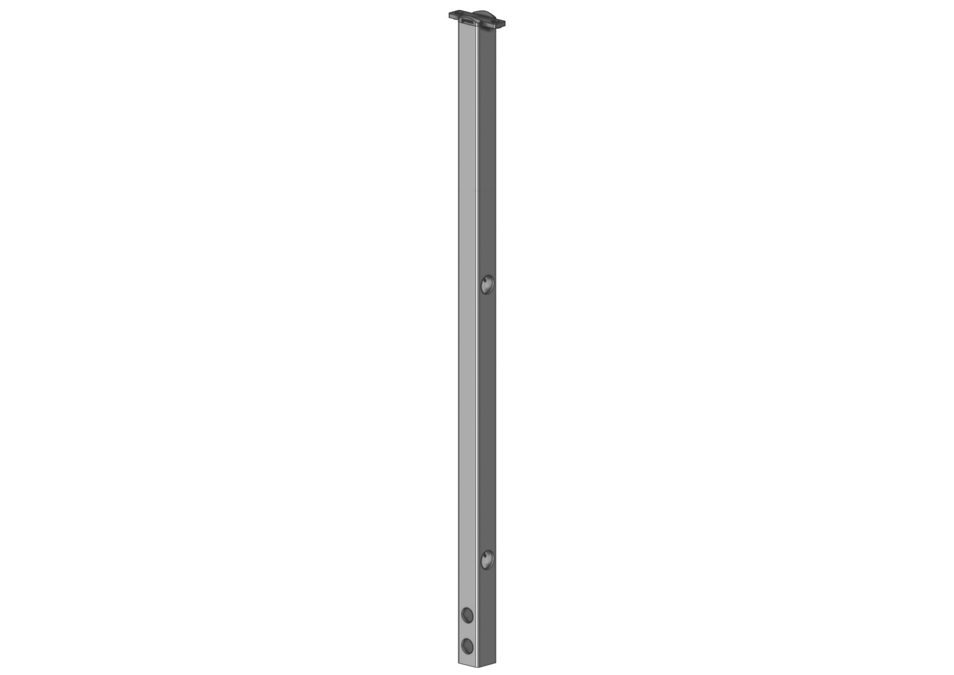 F191000031-038 Poteau GC 40x40x4 fixation limon 38° Poteau de fixation pour garde-corps sur limon d’escalier angle 38°