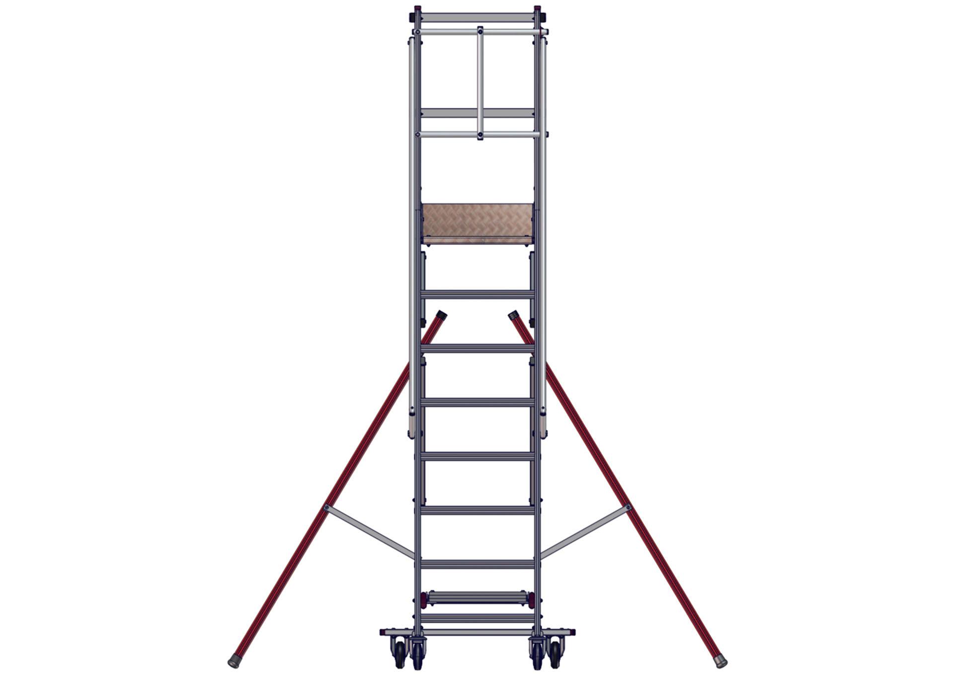 Vue face de l'escabeau EMG68 sortie avant 8 marches