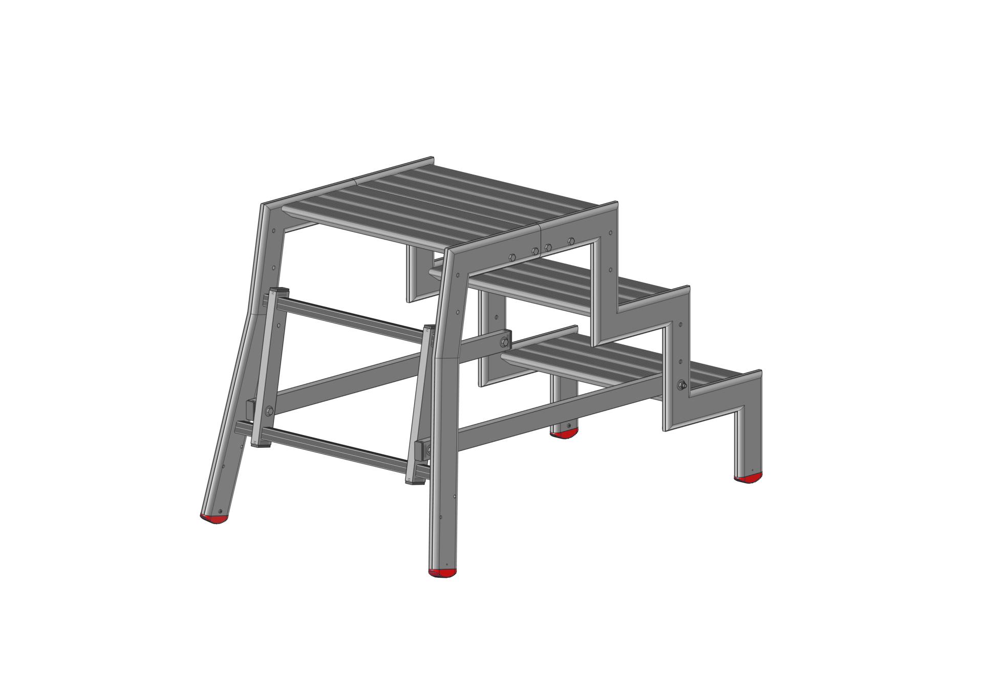 F050380003_EPSA_230_3marches_ARRIERE Vue 3D arrière du marchepied EPSA 230 3 marches