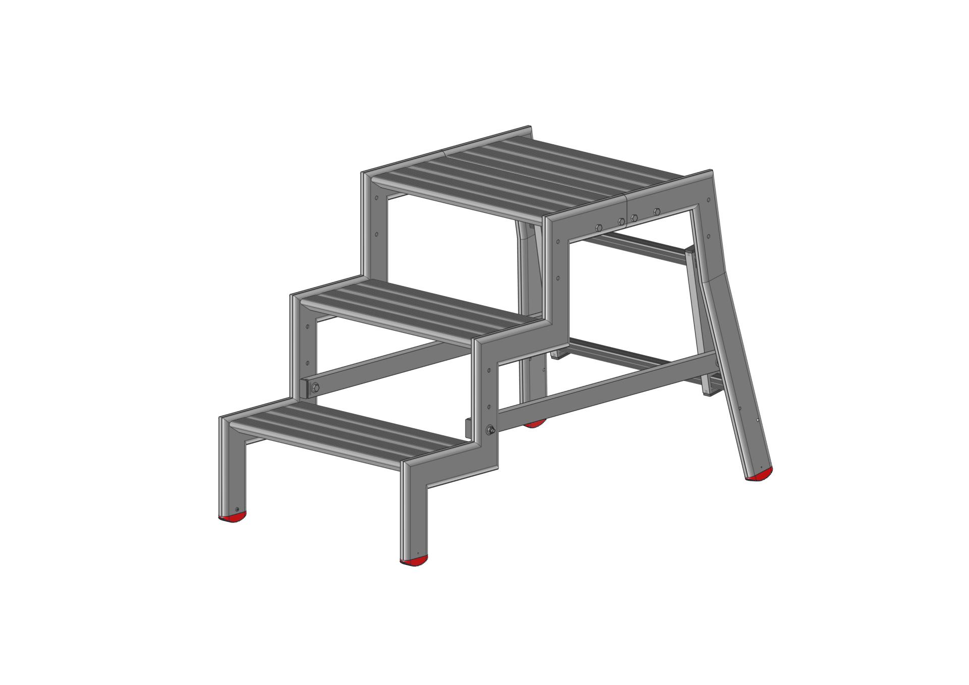 F050380003_EPSA_230_3marches_AVANT Vue 3D avant du marchepied EPSA 230 3 marches