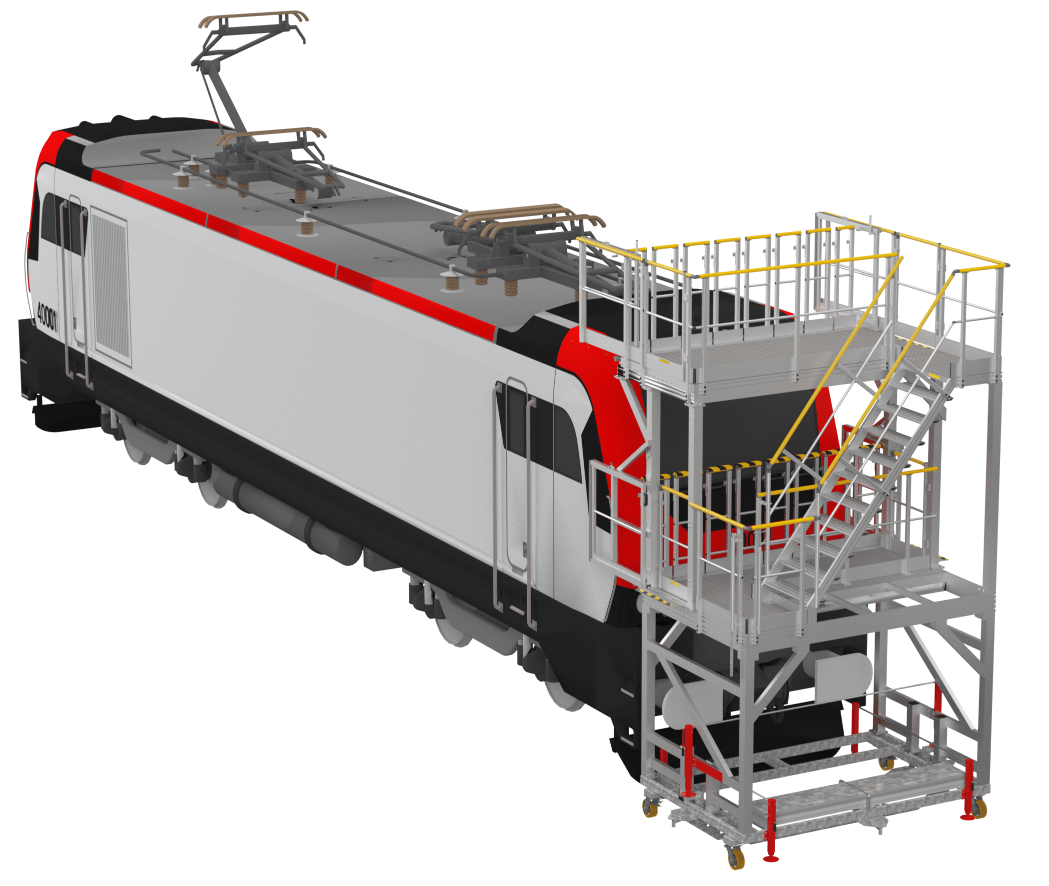 Plateforme mobile d’extrémité arrière pour accès locomotives (F892100079_PASSERELLE_MOBILE_ARRIERE_VUE_GENERALE_TRAIN) | Fortal