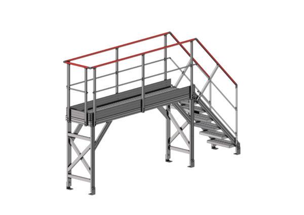 Vue 3D arrière de la passerelle fixe pour station de lavage long. 3000 mm