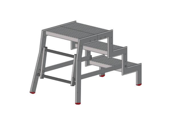 Marchepied monobloc EPSA 230 – marches aluminium caillebotis (F050381003_EPSA_230_CAILLEBOTIS_3marches_ARRIERE) | Produits standards > Marchepied professionnel