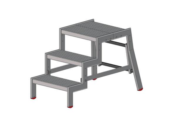 Marchepied monobloc EPSA 230 – marches aluminium caillebotis (F050381003_EPSA_230_CAILLEBOTIS_3marches_AVANT) | Produits standards > Marchepied professionnel