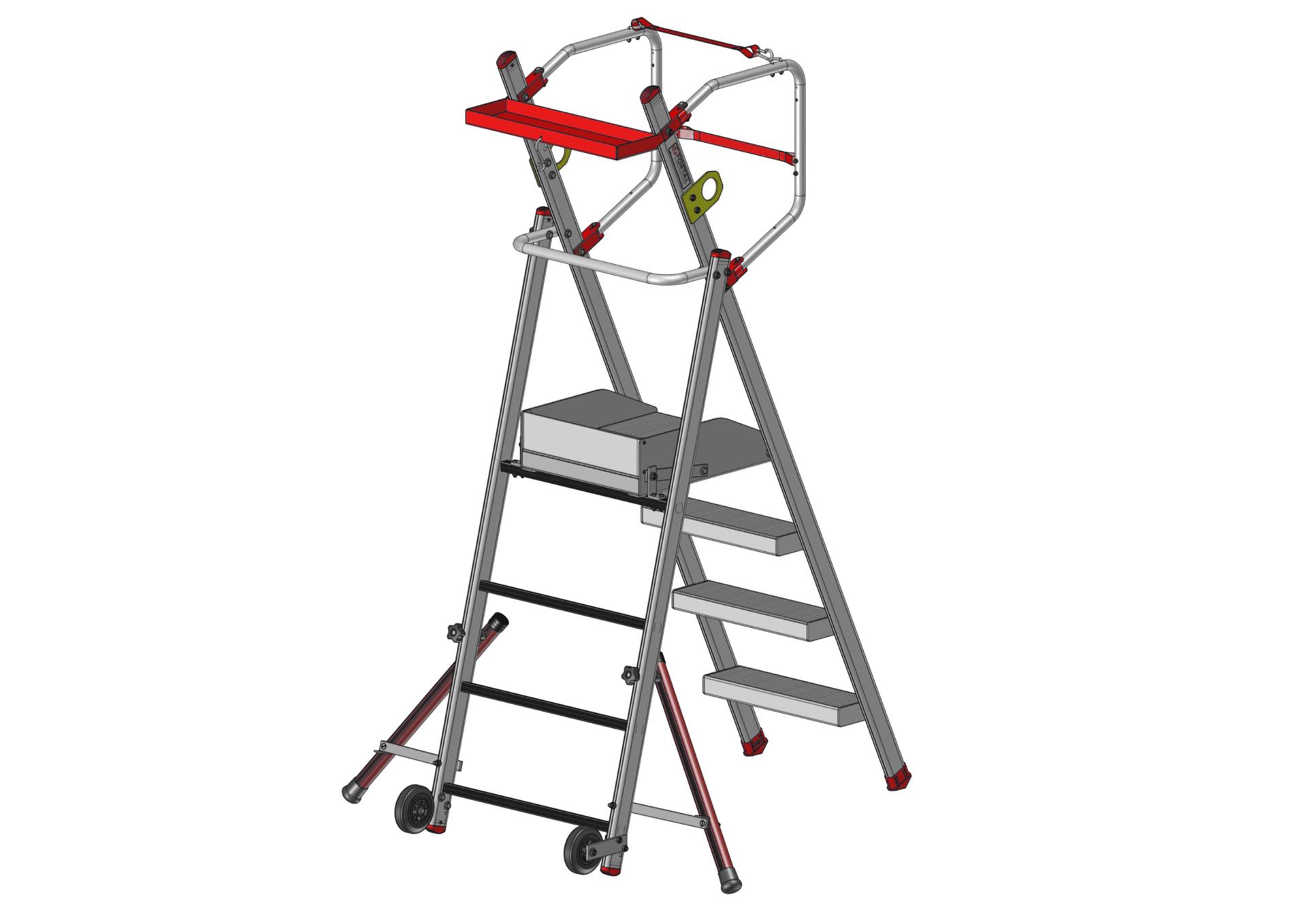 F090181004_PIRL_CAILLEBOTIS_4marches_ARRIERE Plateforme individuelle roulante légère PIRL – marches aluminium caillebotis (F090181004_PIRL_CAILLEBOTIS_4marches_ARRIERE) | Produits standards > Plateforme BTP > PIR / PIRL : plateforme individuelle roulante