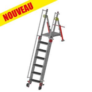 Vue 3D avant de l'échelle accès fond de fouille 7 à 12 marches avec picto nouveau