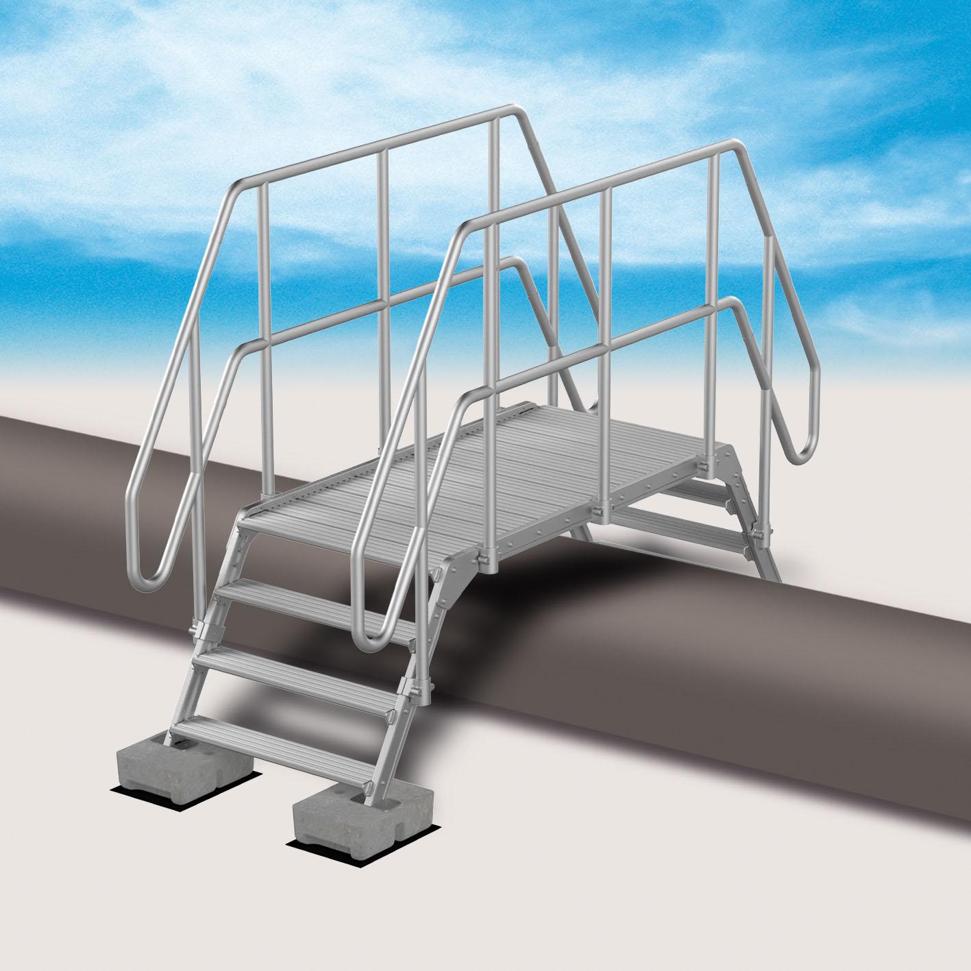 Escaliers double accès gamme ED (EDALU_60_egal_3et3marches_AMB plot beton) | Produits standards > Escaliers
