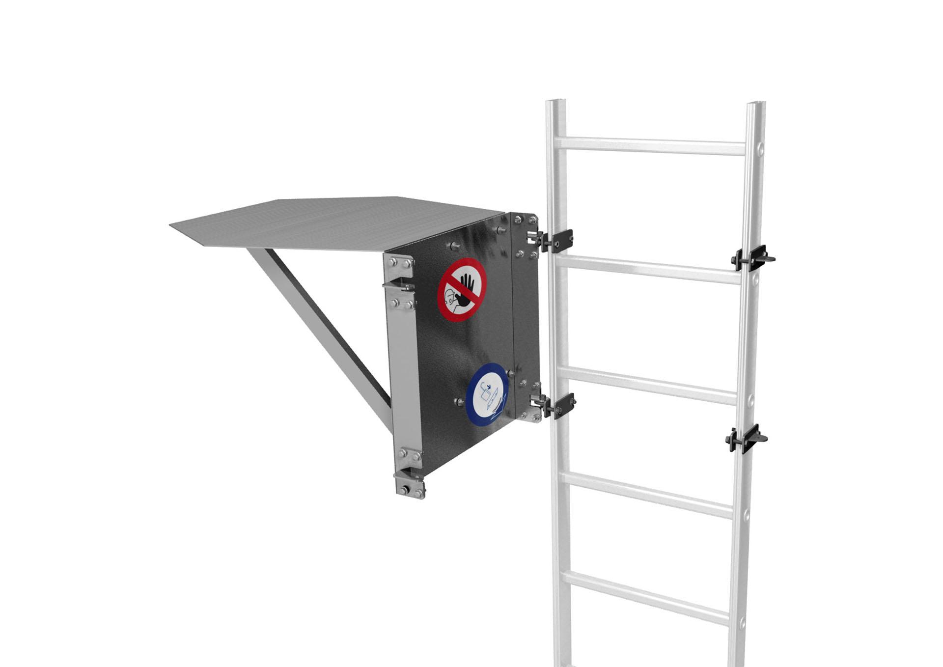 F600500215_DEMI_PORTE_OPERCULE_OUVERTE Demi-porte de condamnation avec opercule (acier) (F600500215_DEMI_PORTE_OPERCULE_OUVERTE) | Produits standards > Echelle à crinoline > Pièces détachées > Accessoires > Garde-corps, portillons et raccords