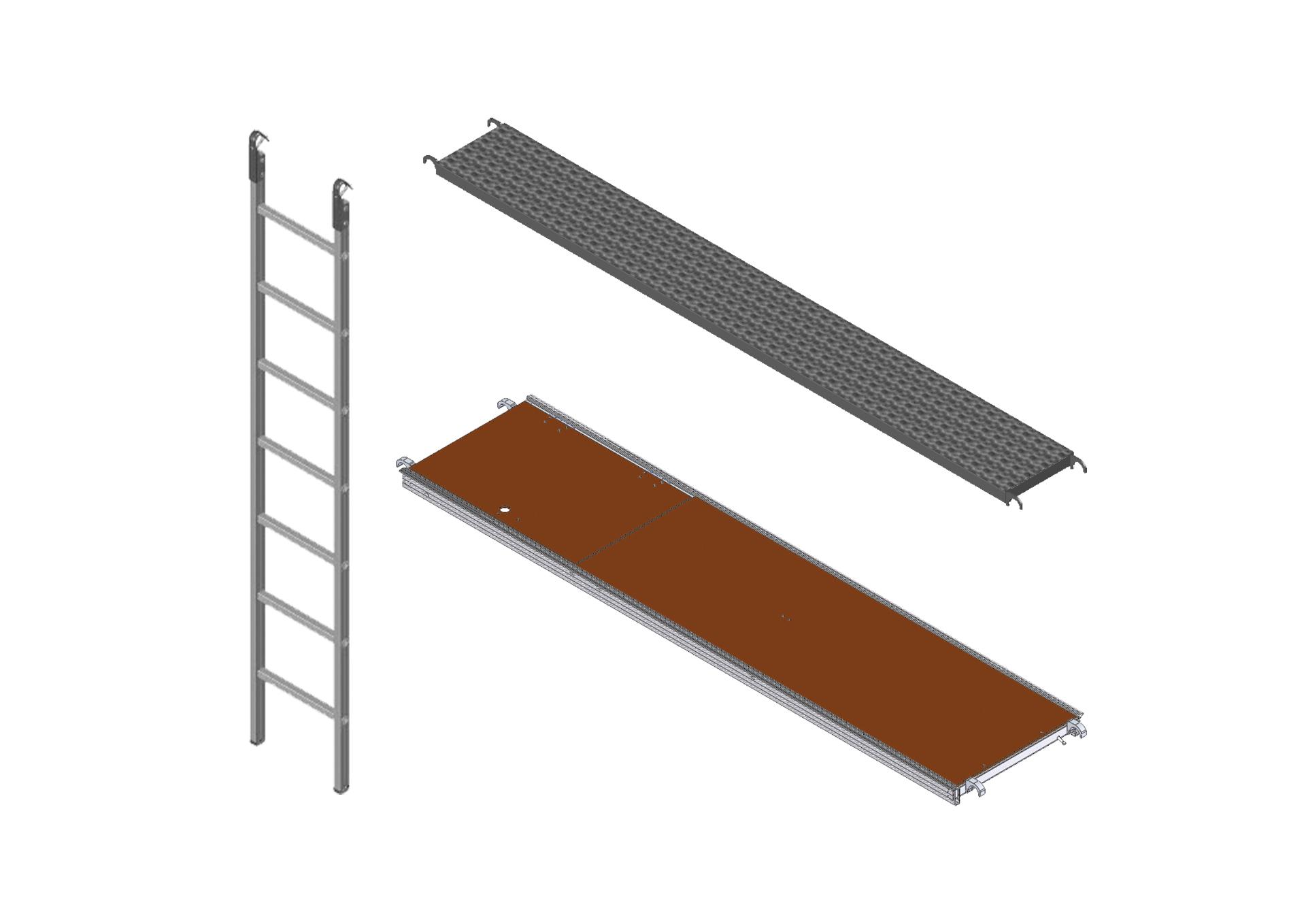 PACK_DEMI_PLANCHERS_ACIER Echafaudage de façade FORTALU multidirectionnel 88m² pignon (PACK_DEMI_PLANCHERS_ACIER)