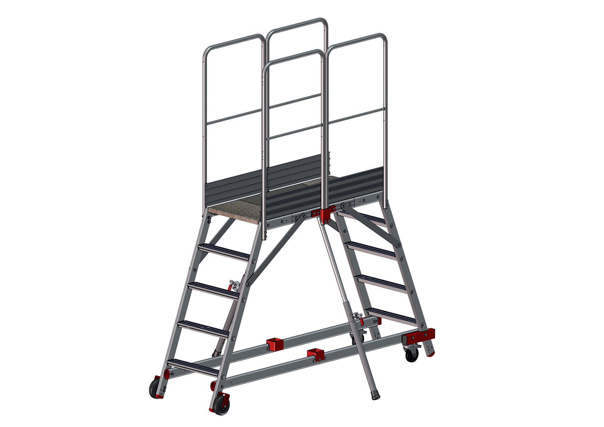 F050210005_MRD_avant Vues 3D avant de l'escabeau MRD 5 marches moyenne plateforme