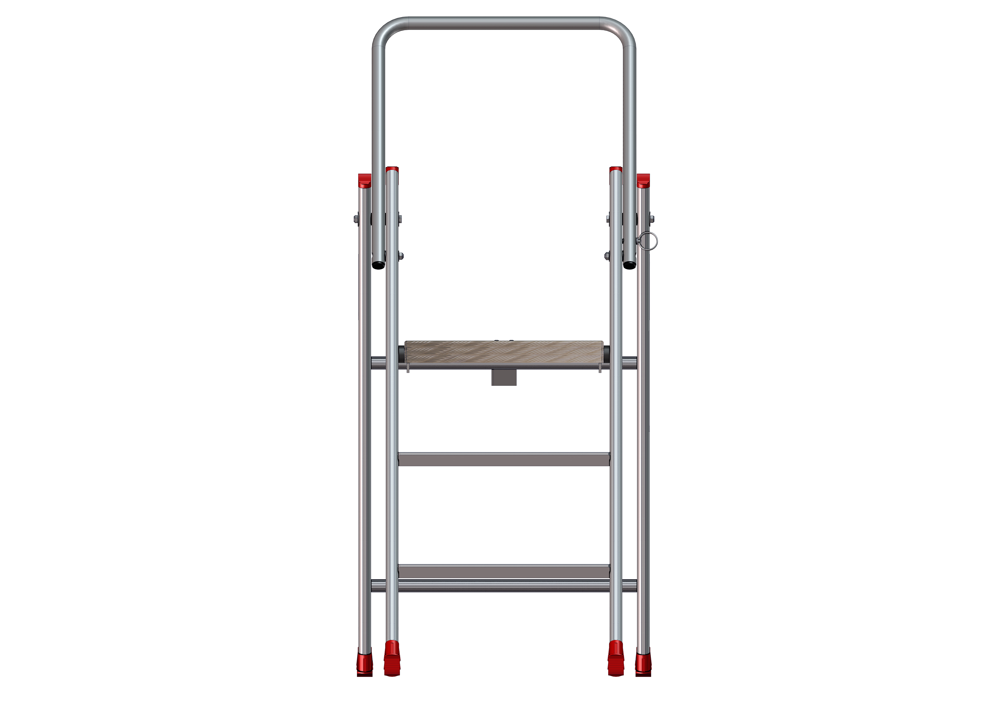 Vues 3D de face du marchepied pliable MPSA 3 marches