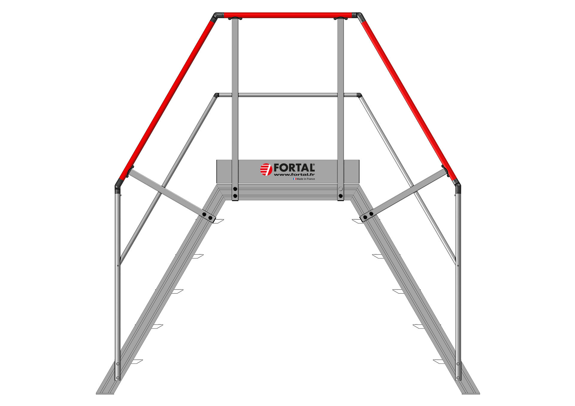 Doppelte Treppe gleicher Zugang Neigungswinkel 60°